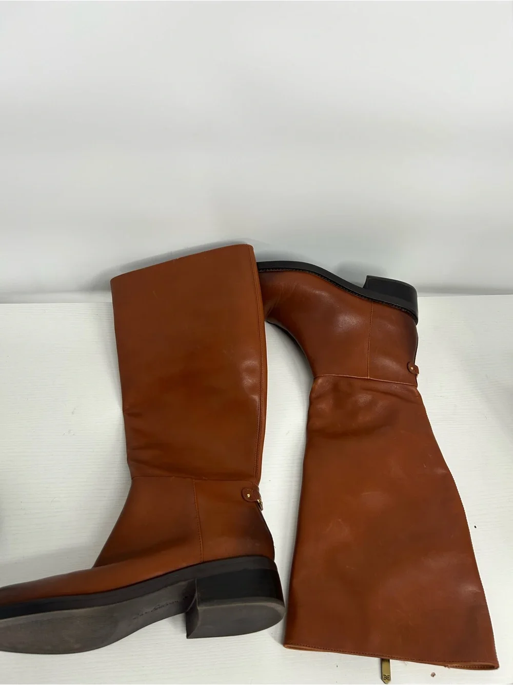 Sam Edelman Mable Women's Tall Riding Boots side zip Rich Cognac size 7.5 M